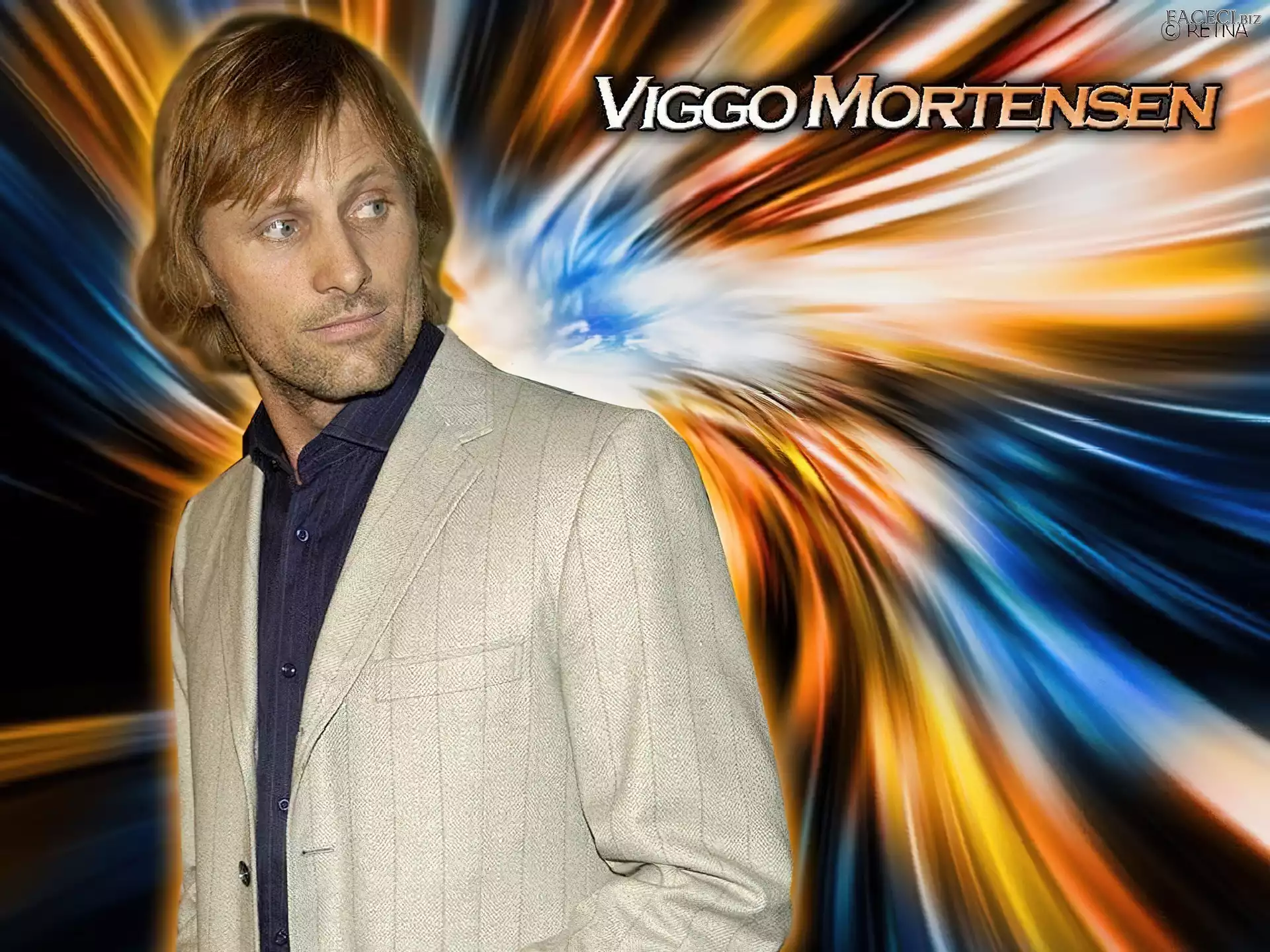 Viggo Mortensen, beżowa marynarka
